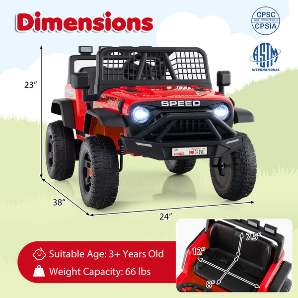 24V Ride On Car for Kids with Parent Remote Control and Music