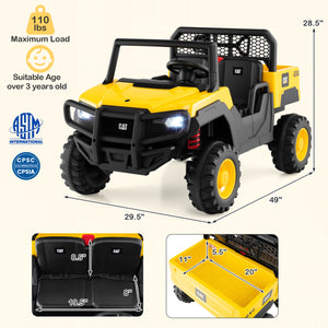 24V Ride On Dump Truck Licensed Caterpillar 2-Seater for Girls Boys-Yellow