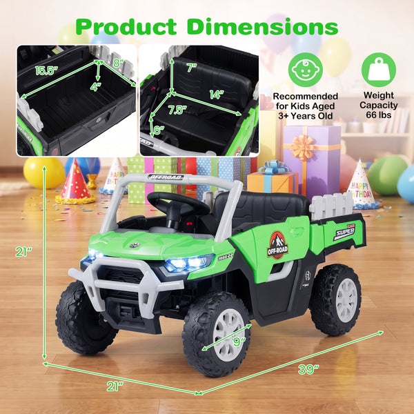 24V Ride On Dump Truck Car Off-Road with Remote Control and Music