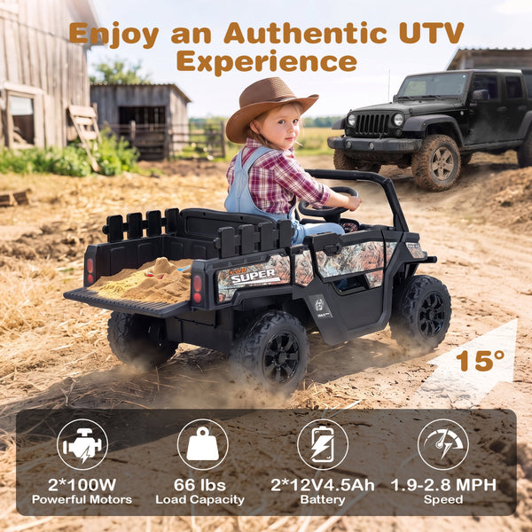 24V Ride On Dump Truck Car Off-Road with Remote Control and Music