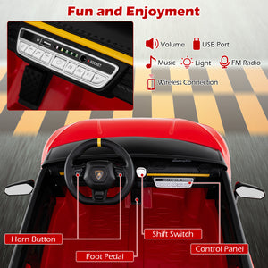 24V Ride-on Car for Kids 4WD 2-Seater Licensed Lamborghini Electric Vehicles with Music