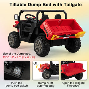 24V Ride On Kids Car with Dump Bed and Remote Control