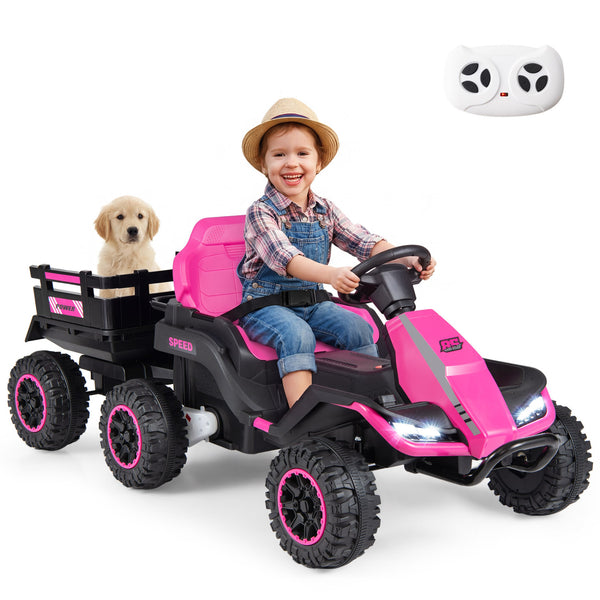 24V Ride on Tractor with Detachable Trailer and Music for Boys Girls