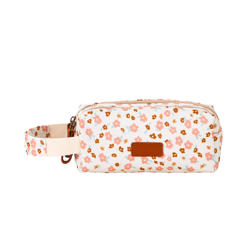 Two Compartment Pencil Case in Sunset Meadow design, perfect for organizing school supplies.