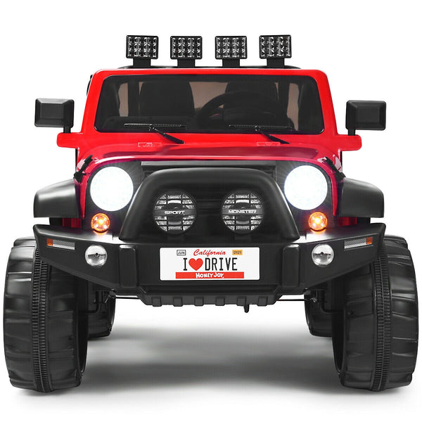 12V 2-seater ride-on car truck with remote control and storage, perfect for outdoor fun and playtime adventures.