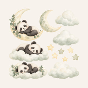 Sleeping Panda Moon and Clouds Wall Decals, Set of 13, image 3
