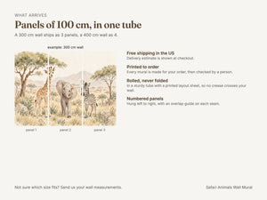 Watercolor Safari Animals Wall Mural, image 5