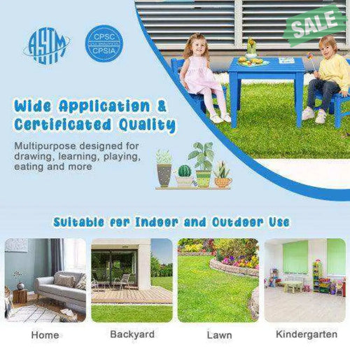 25.5 Inch Square Kids Activity Play Table-Blue Blue Kids Table & Chair Sets