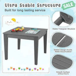 25.5 Inch Square Kids Activity Play Table-Blue Gray Kids Table & Chair Sets