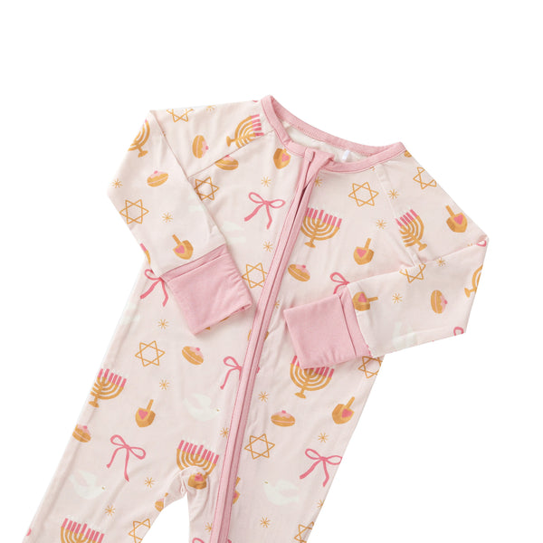 Pretty In Hanukkah (Convertible Zip Footies)