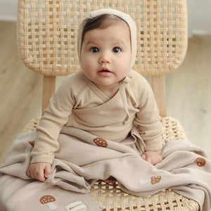 Luxury Knit Mushroom Swaddle Baby Blanket