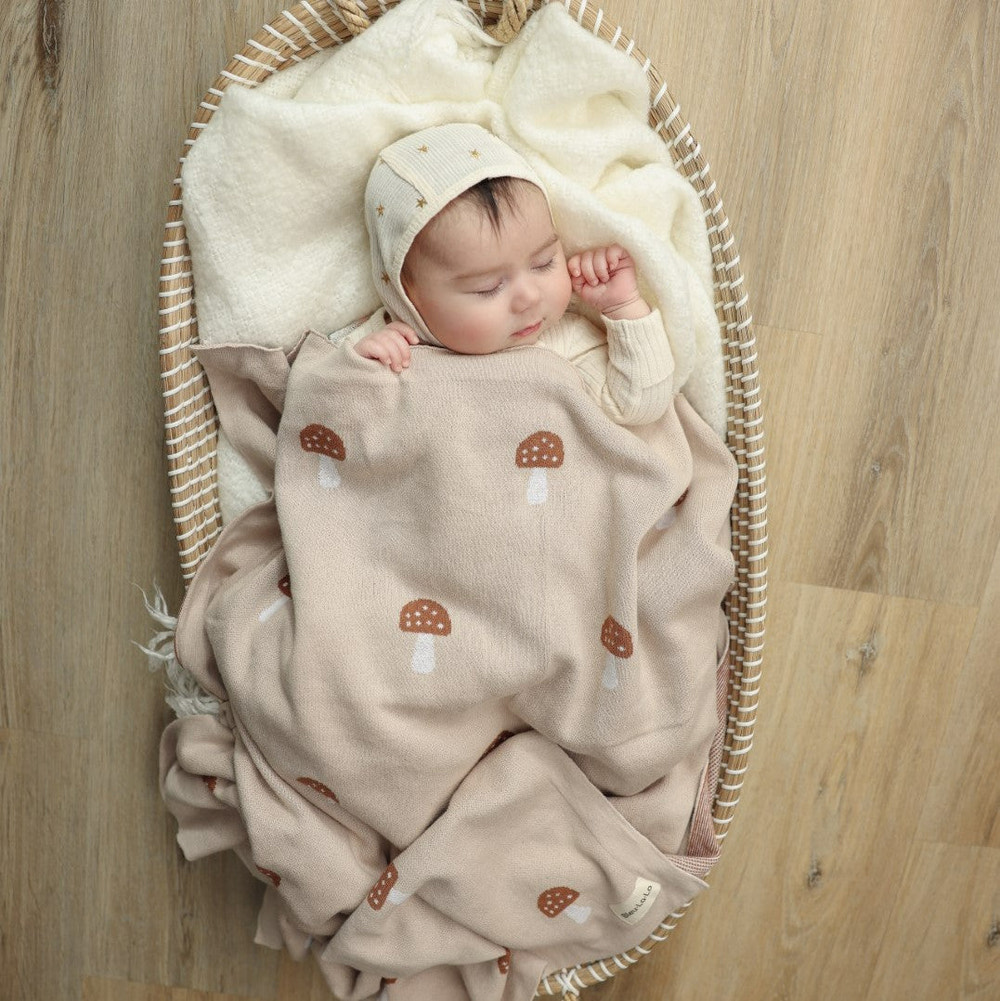Luxury Knit Mushroom Swaddle Baby Blanket - MOOGCO Baby