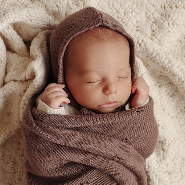 Organic Pointelle Swaddle Blanket + Hat Gift Set