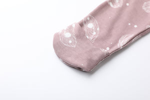 Bamboo Long Sleeve Zip Footless Baby Pajamas - Feather Mauve