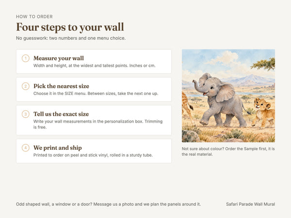 Watercolor Safari Parade Wall Mural, image 6