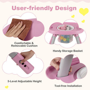 16-in-1 Baby High Chair with Activity Center and Booster Seat for Babies and Toddlers-Pink