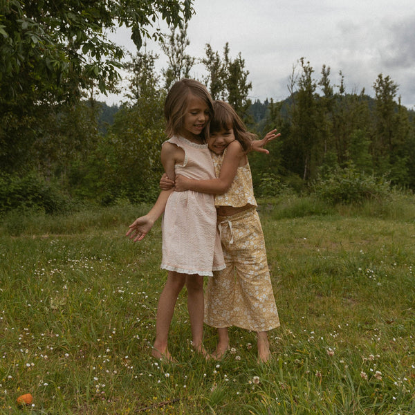 Organic Ruffle Top & Pants Set - Yellow Blossom