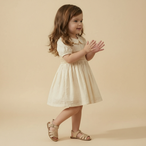 Organic Smocked Collar Dress - Butter Yellow