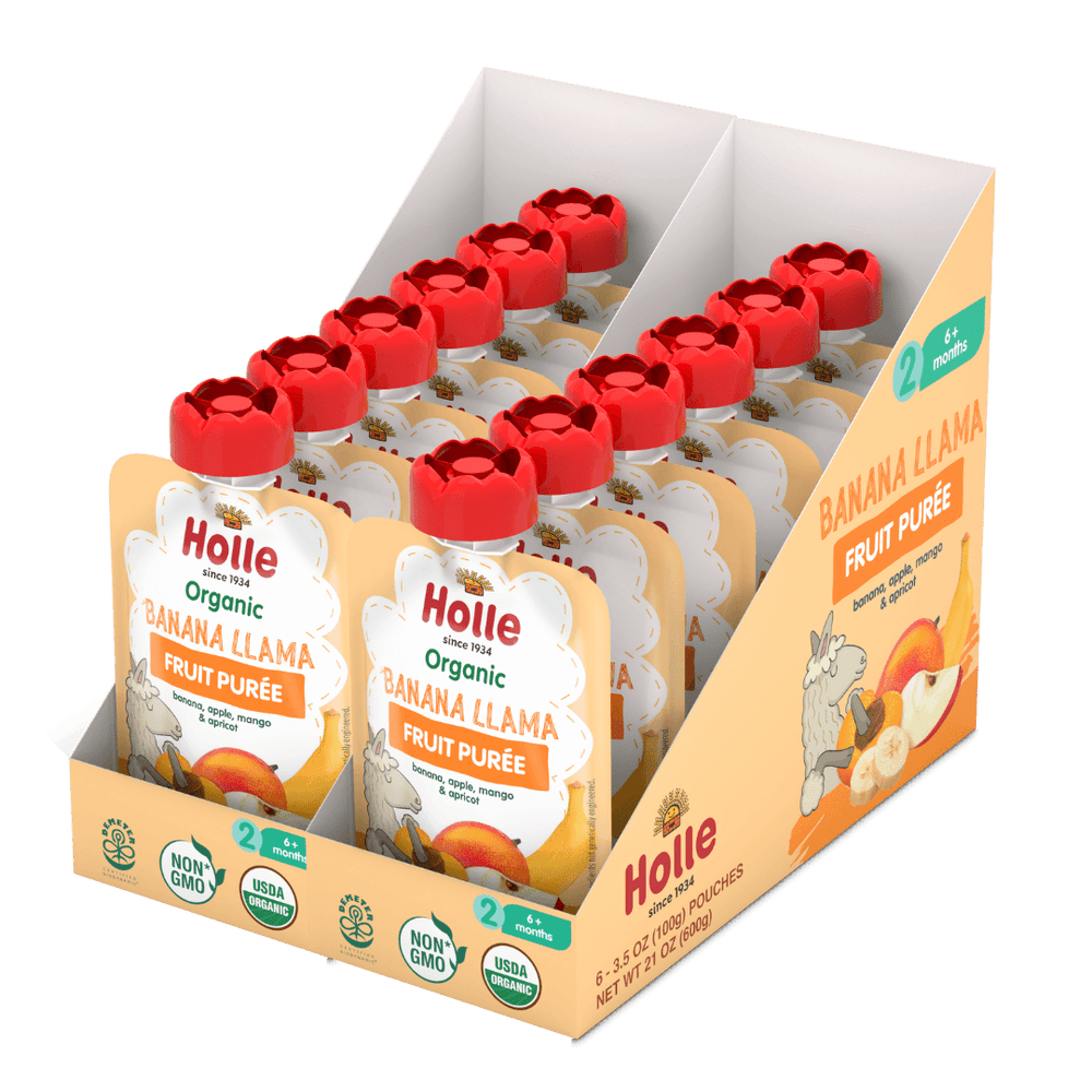 Holle Baby Food Pouches - Organic Fruit Puree - Banana Llama