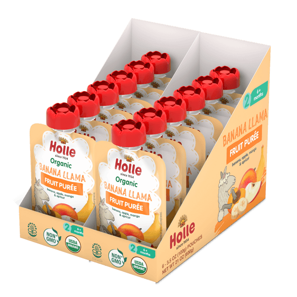 Holle Baby Food Pouches - Organic Fruit Puree - Banana Llama