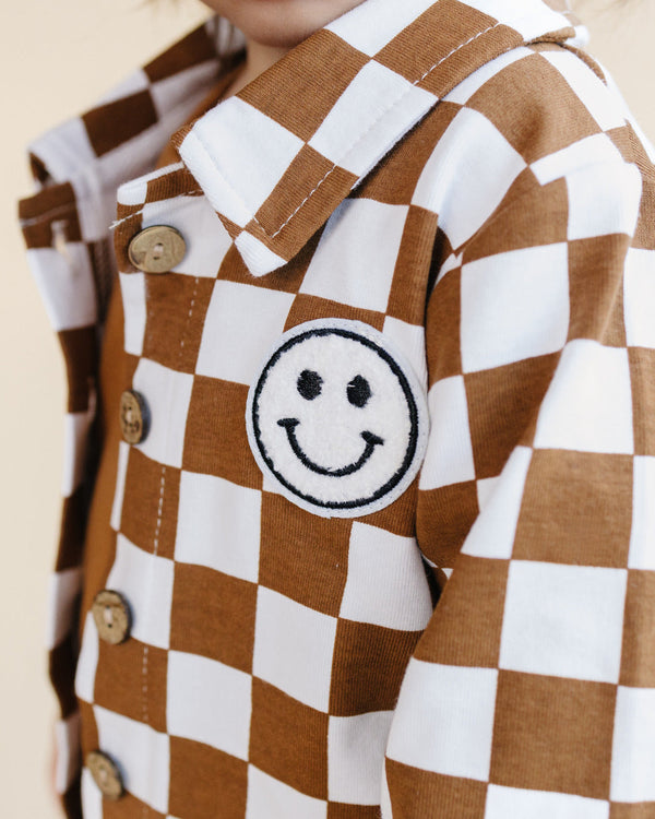 Cotton Shacket | Smiley Checkered Copper