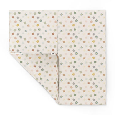 Playful Posies Vegan Leather Mat for babies, featuring a colorful floral design, perfect for playtime and tummy time.
