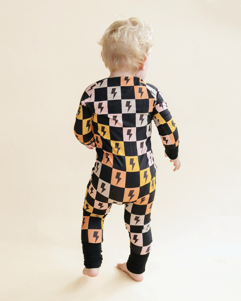 Bamboo Zip Romper | Colorful Checks & Bolts - MOOGCO Baby