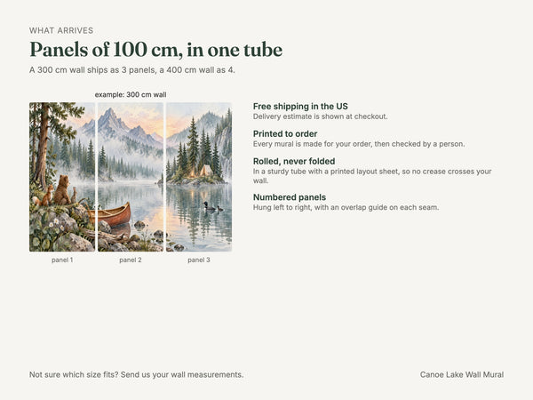 Watercolor Canoe Lake Camping Wall Mural, image 8