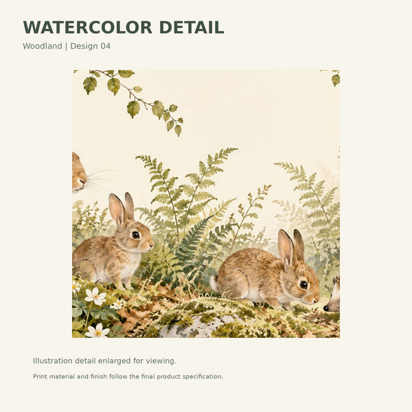 Watercolor Bunny and Hedgehog Wall Mural, image 3