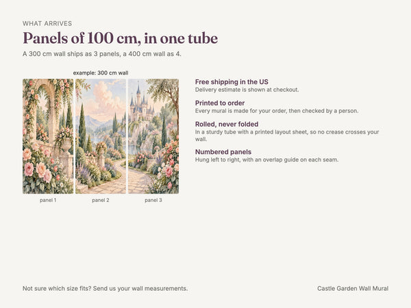 Watercolor Castle Garden Fairy Tale Wall Mural, image 8