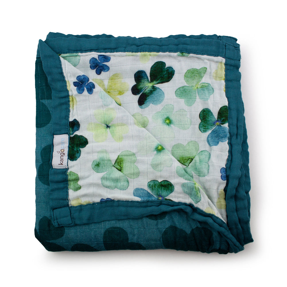 Kanga Care Bamboo Muslin Blanket - Baby: Clover (reversible)