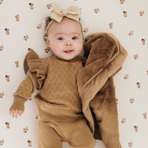 Minky Stretch Luxe Crib Sheets in soft fabric, perfect for a cozy and stylish nursery.