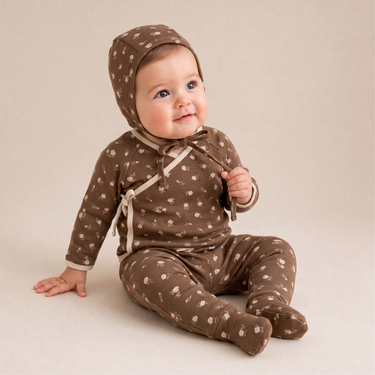 Organic Kimono Top & Footed Pants Set - Primrose