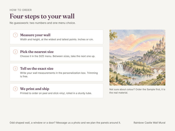 Watercolor Rainbow Castle Fairy Tale Wall Mural, image 6