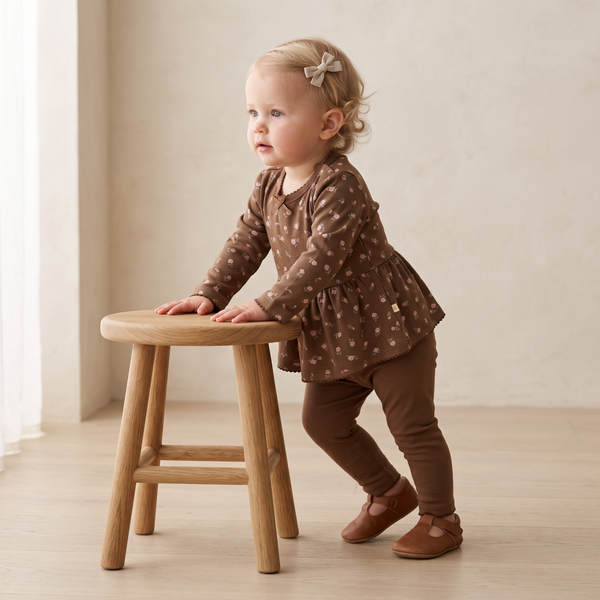 Organic Bodysuit Dress & Leggings Set - Primrose