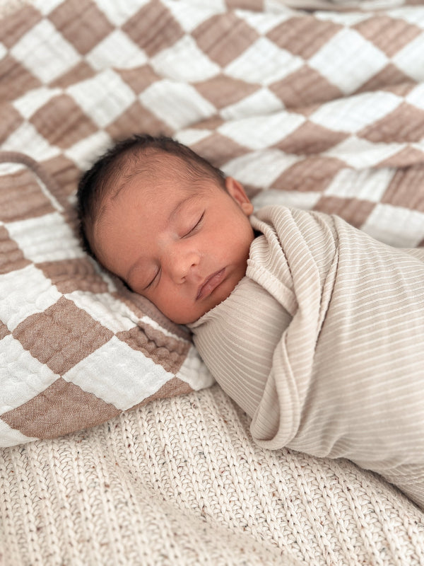 Oat Ribbed Stretch Swaddle