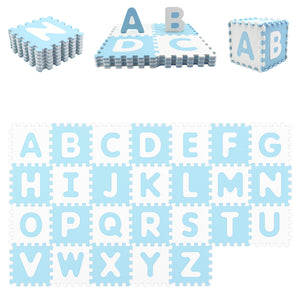 26 Pieces Interlocking ABC Play Mats with Detachable Letters