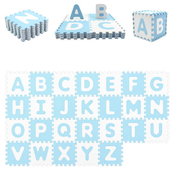 26 Pieces Interlocking ABC Play Mats with Detachable Letters