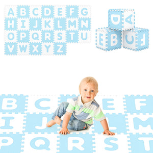 26 Pieces Interlocking ABC Play Mats with Detachable Letters