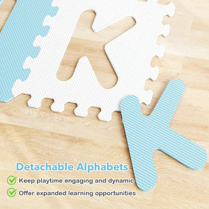 26 Pieces Interlocking ABC Play Mats with Detachable Letters
