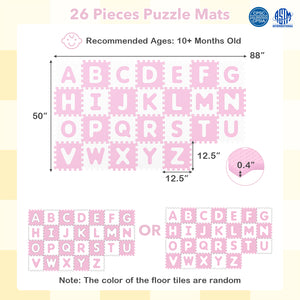 26 Pieces Interlocking ABC Play Mats with Detachable Letters