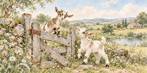 Watercolor Baby Goats Farm Wall Mural, image 3