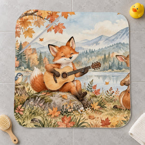 Fox Guitar kids hooded bath towel laid flat