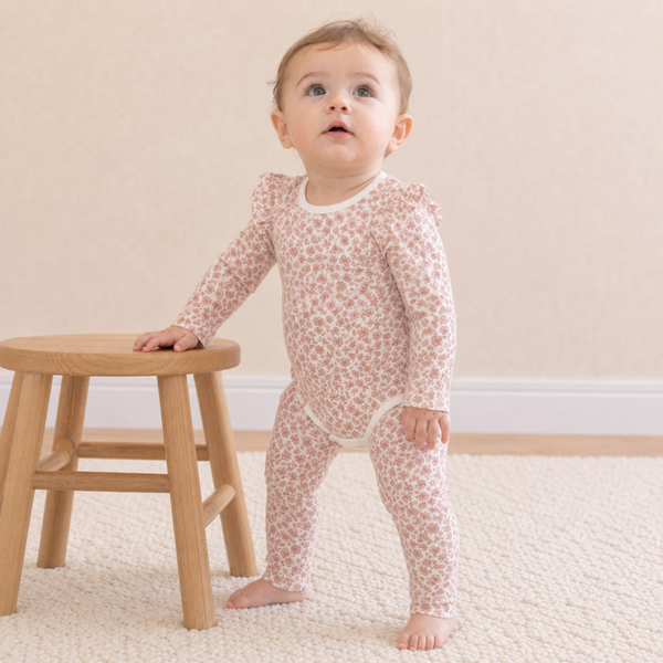 Organic Ruffle Bodysuit & Pants Set - Wild Petal