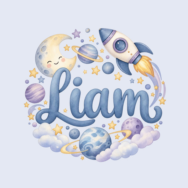 Personalised Space Rocket Name Wall Decal, image 1