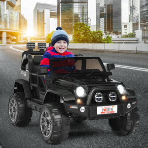 12V 2-seater ride-on car truck with remote control and storage, perfect for kids' outdoor fun and adventure.