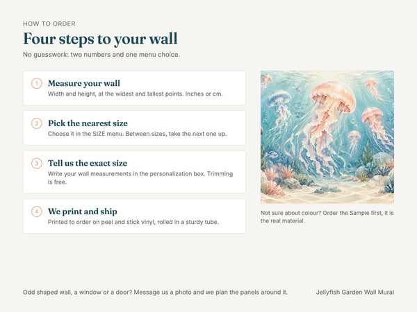 Watercolor Jellyfish Garden Ocean Wall Mural, image 6