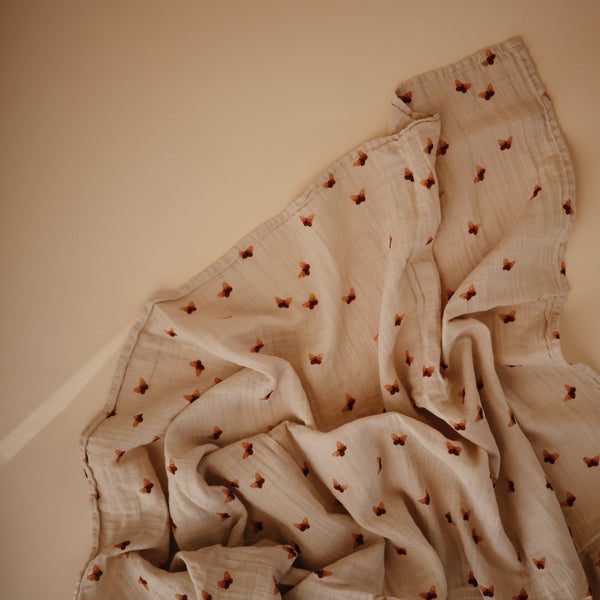 Mushie Organic Cotton Muslin Swaddle Blanket extra soft