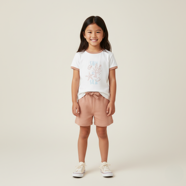Organic Graphic Tee & Shorts Set - Beach Day