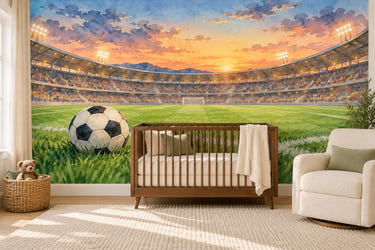 Watercolor Stadium Sunset Soccer Wall Mural, image 1